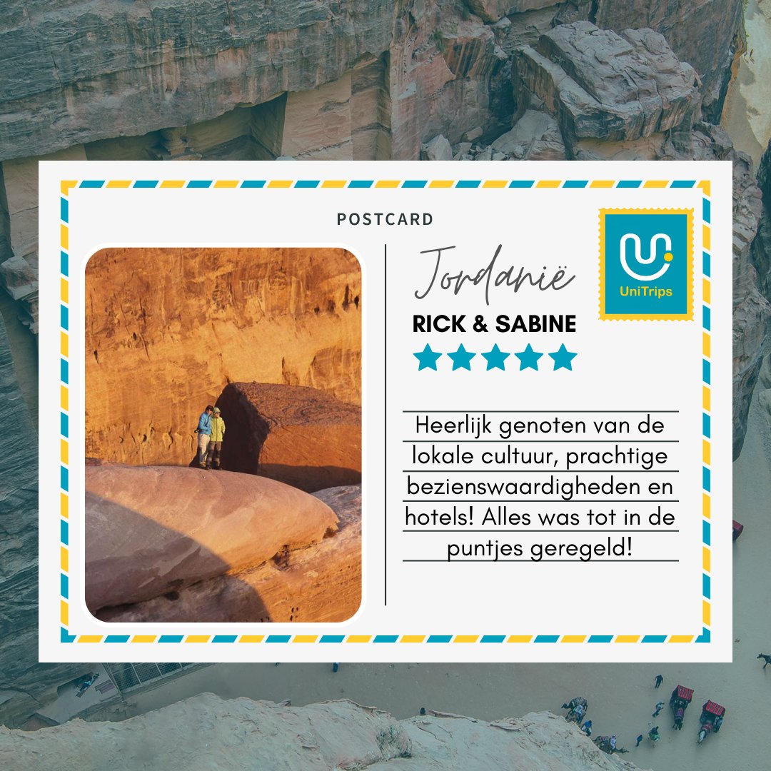Rick en Sabine hebben er een fantastische reis opzitten naar Jordanië, de magie van de woestijn! 🧡⁠
⁠
Heb je al zin gekregen om jouw volgende avontuur te plannen? Stuur ons dan zeker een berichtje. Samen maken we van jouw dromen realiteit! 🌏⁠