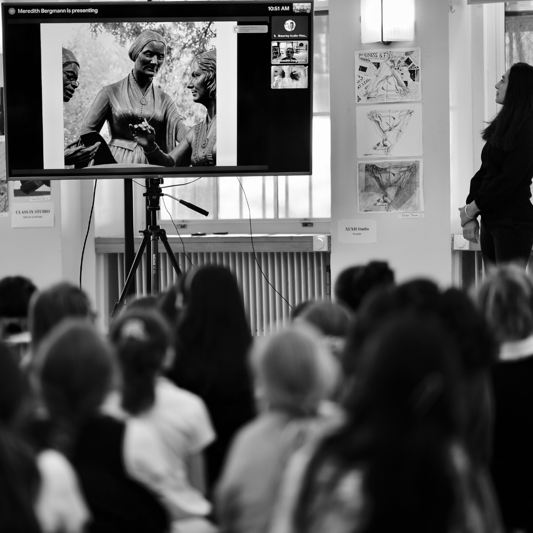 Brearley had the distinct honor of welcoming back to Ms. Meredith Bergmann, sculptor of the Women's Rights Pioneers Monument, and Brearley parent, Namita Luthra to our Class III classroom as they wrapped up their suffrage unit. 

#brearleyschool
