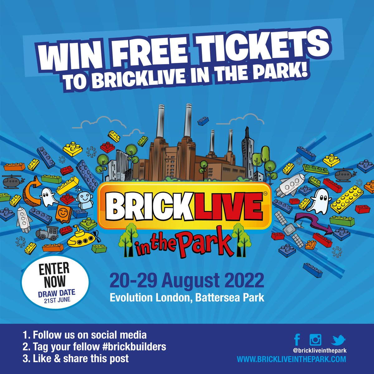 BLinthePark's tweet photo. 🎉We are kicking off June with a giveaway!🎉

We have a set of four tickets to giveaway to #BRICKLIVEINTHEPARK.

Easy as...
✔ Follow us on social media; @blinthepark 
✔ Tag your fellow #brickbuilders
✔ Like &amp; share this post

#WinWithBRICKLIVEinthePark #Giveaway https://t.co/DfWaTzI6r5