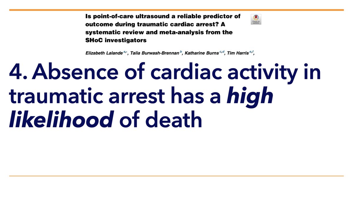 4. Lalande et al. Is POCUS a reliable predictor of outcome during traumatic cardiac arrest? Resuscitation 2021;167:128–36. @ELalandeEM @TRRBB @uOttawamwoo @PaulAtkinsonEM linkinghub.elsevier.com/retrieve/pii/S…