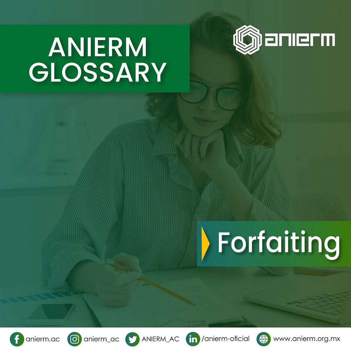 ANIERM_AC's tweet photo. 🫢🫢🫢
Do you know what Forfaiting?
In our "ANIERM Glossary", we give you the definition.
💬💬💬📝📝
#ANIERM #YourGlobalLink #Glossary #Forfaiting https://t.co/dHtUI3qmq8