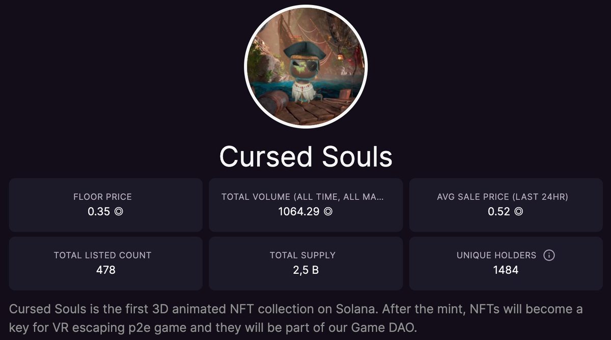 CursedSoulsNFT's tweet photo. Check out the performance of our souls born to spread fear 👻

• Supply: 2.5K Sold-out 🤩
• Total Volume: 1K+ $SOL
• Unique Holders: 1.4K+

Grab a Soul on @MagicEden now and join our family!

🔗 https://t.co/lVfsKoqjh6 https://t.co/juOcVfOKF2