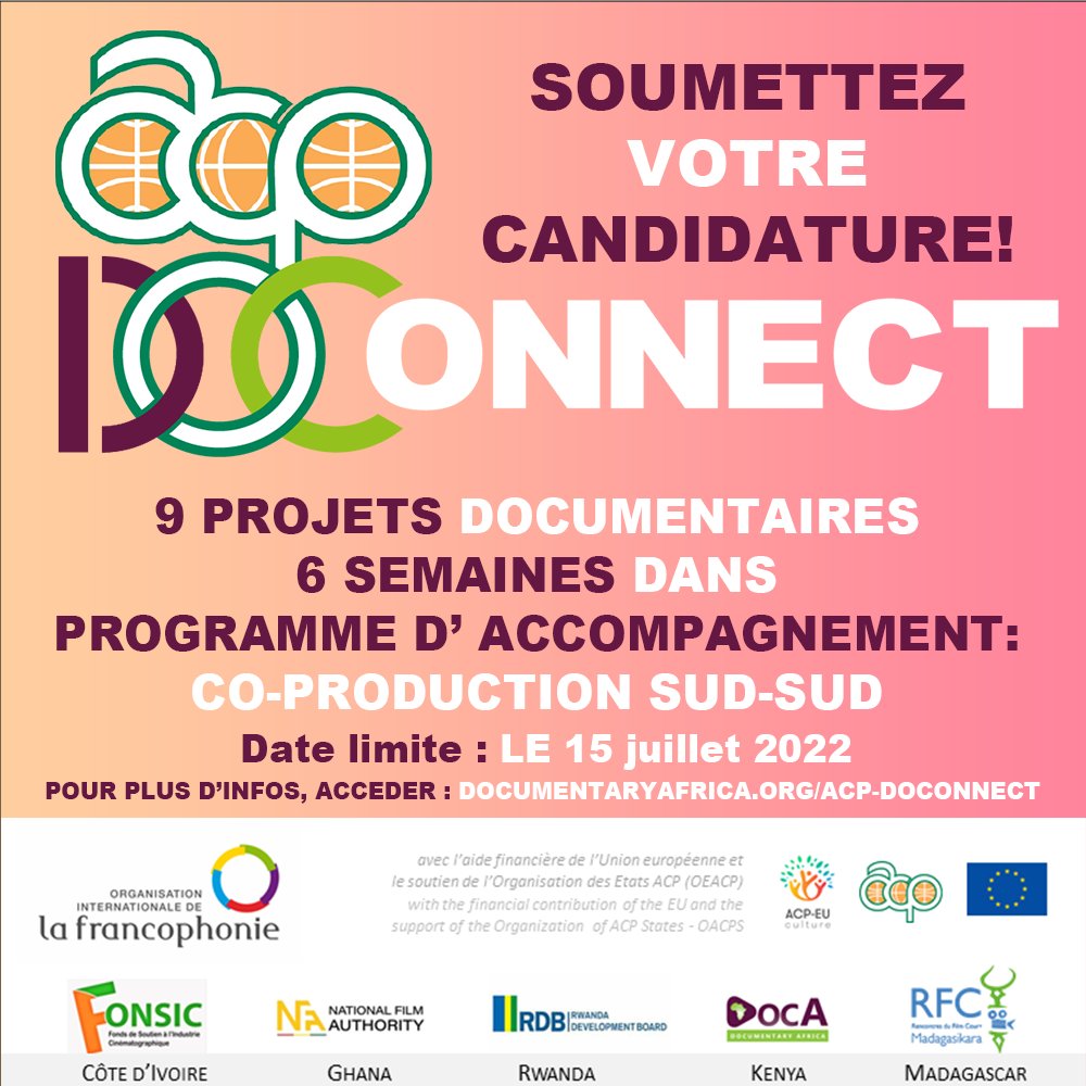 officialDocA's tweet photo. We've teamed up with @OIFrancophonie through the @acpeuculture to bring you ACP DOConnect. A one-of-kind mentorship program geared towards promoting South-South Documentary Co-productions. 
APPLY NOW!: https://t.co/5HqphrJMRb
#doca #acp #documentary #southsouth #coproduction https://t.co/IUlKI3BNI9