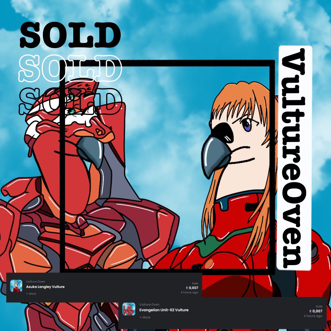 SOLD SOLD-The vulture family continues to grow day by day.🔥 Join our adventure before the floor price increases.
Arrived to new owner thank you 🥳 <a href="/jakebalchNFT/">jakebalch.nft 💎💜</a>
•
•
<a href="/opensea/">OpenSea</a>-VultureOven
#vulture #nft #nftart #designer #opensea #airdrop #nftcommunity #nftcollector #nftartist