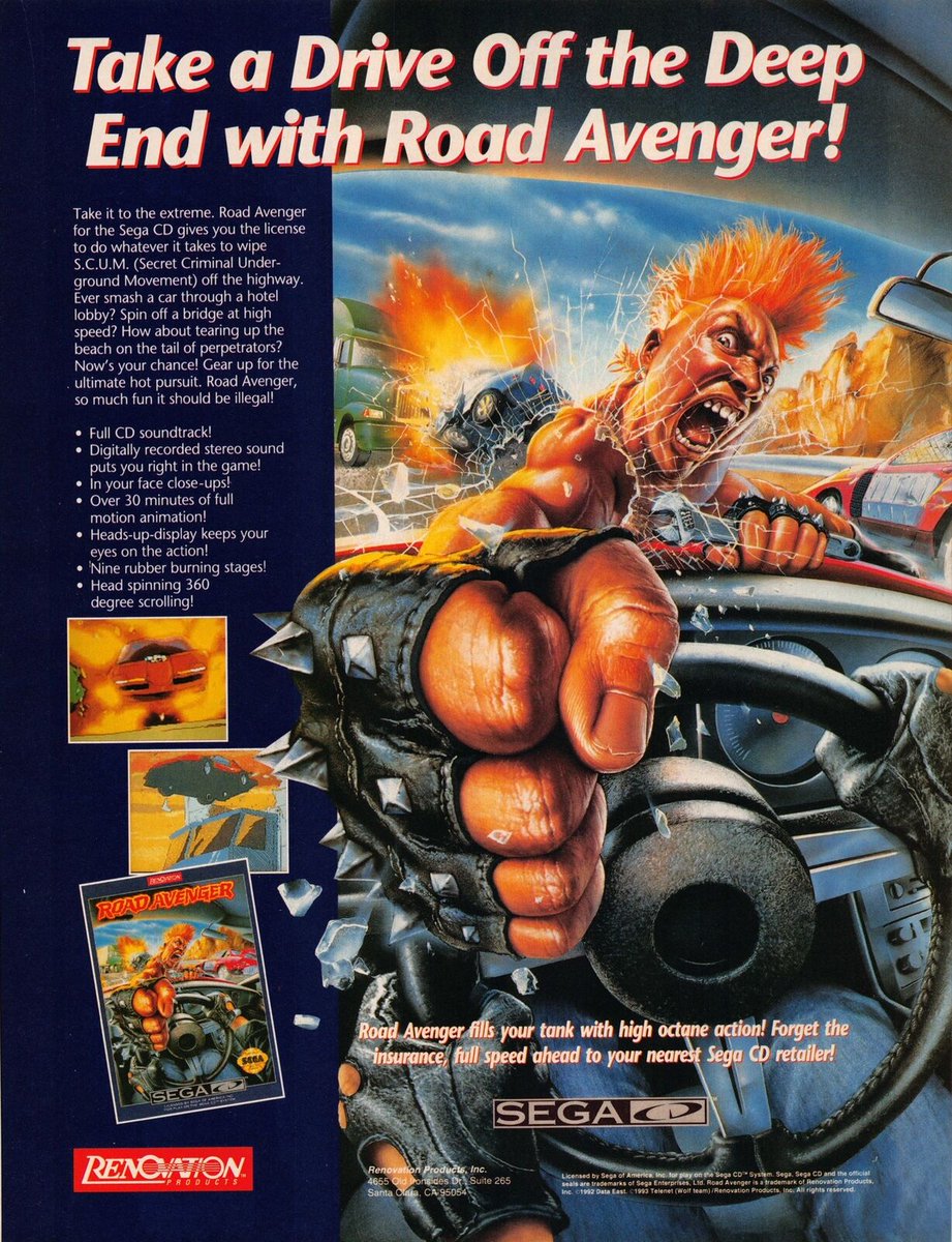 retro_dmt's tweet photo. #Printad Road Avenger - Sega CD
#RoadAvenger #RoadBlaster #fmv #fmvgame #MegaCD #SegaCD #RETROGAMING #retrogames #retro #RetroGaming #OldSchool #retrogamer #Magazines #retrogames #videogame #videogames https://t.co/vZmw7cJYC3
