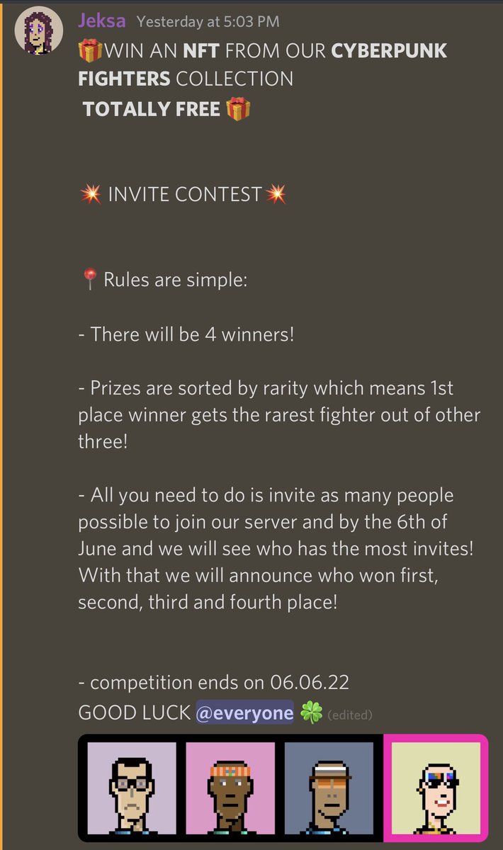 JOIN AND WIN AN NFT FOR FREE!
discord.gg/5kgS6zNj