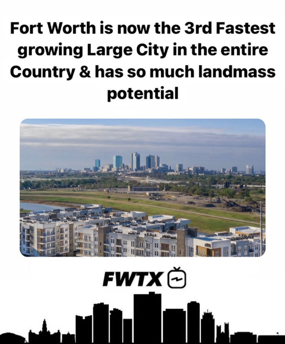 Fort Worth is the 3rd Fastest growing city in the country! 🤯 

Fort Worth locals how we feeling about this? 🤔
