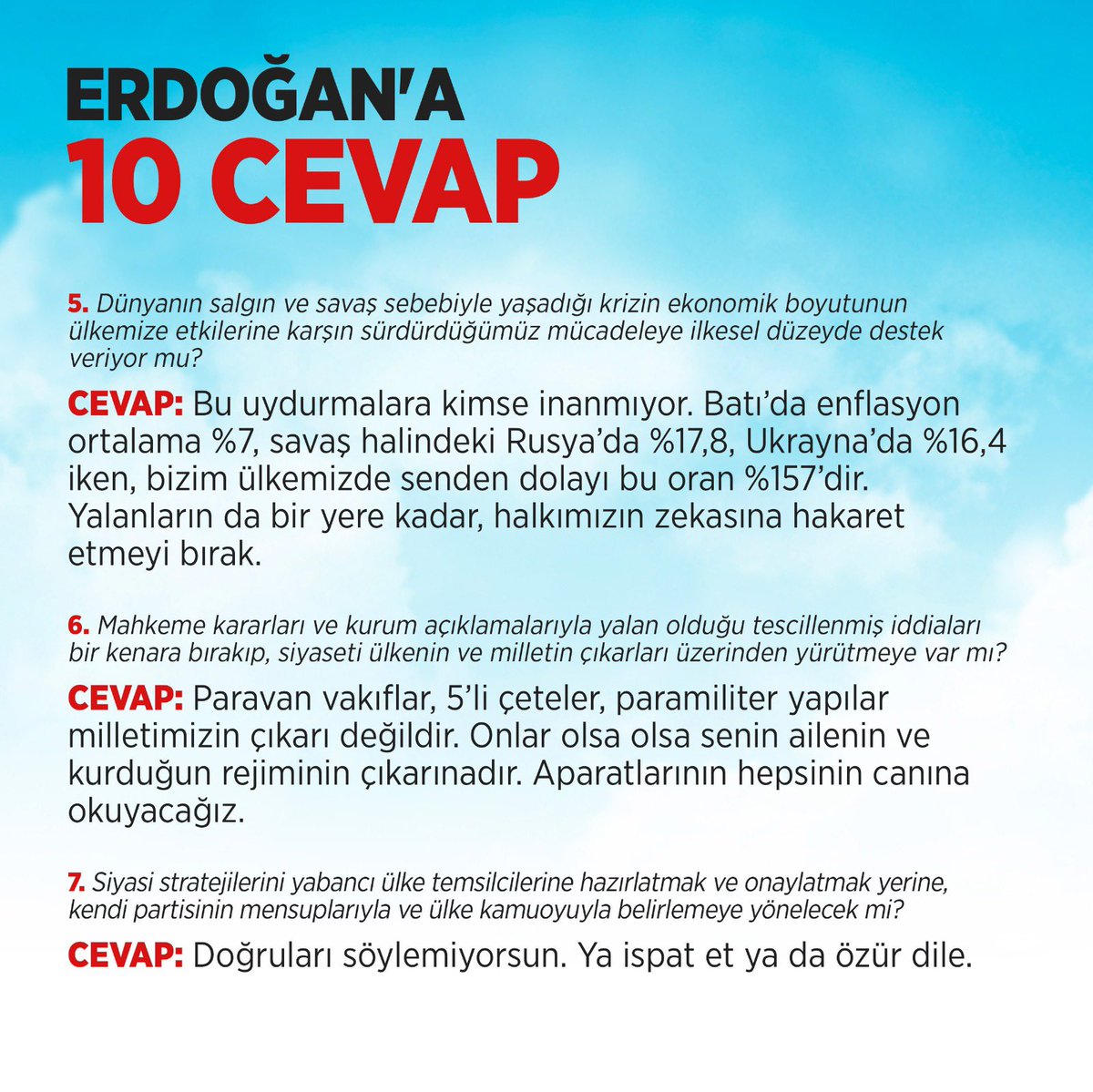 kilicdarogluk's tweet photo. Erdoğan, milletimize seslenmişsin. 
"Sürtükler, eşkıyalar, teröristler, çürükler, fukaralar" havada uçuşmuş. Kadınlara küfreden sana bir tavsiyem olacak. Ağzını kapalı tutup insan sanılman, açıp tüm şüpheleri ortadan kaldırmandan iyidir. 

Sorularına ise yanıtlarımı veriyorum: https://t.co/zHjKHjWF4Q