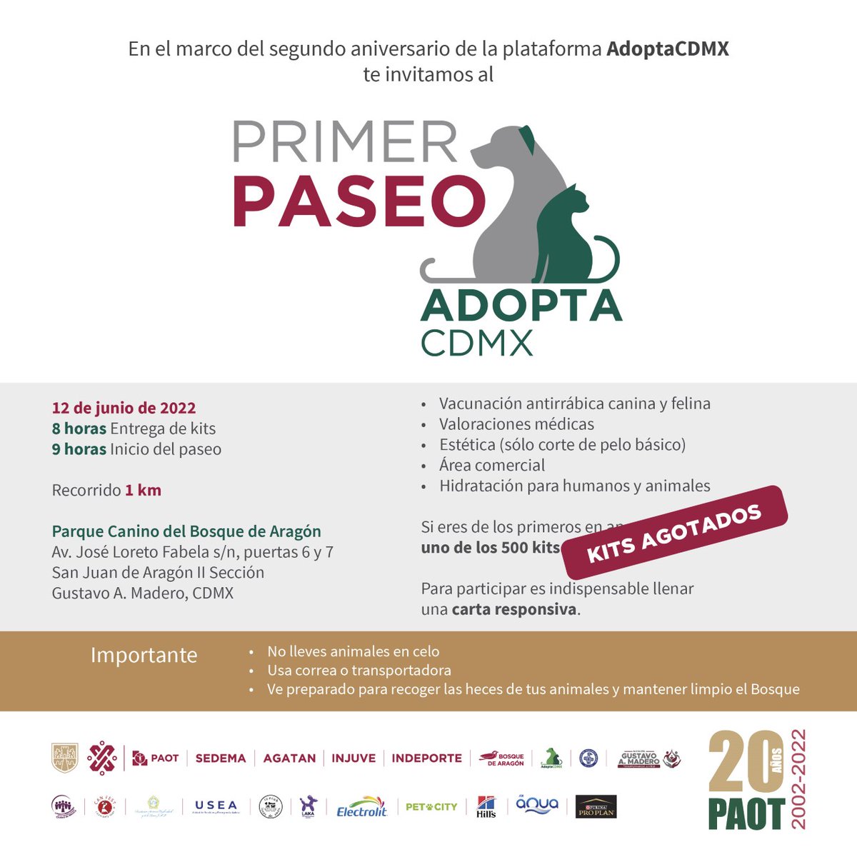 PAOTmx's tweet photo. ¿Ya apartaste la fecha para dar un paseo con tu mejor amigo?

¡Acompáñanos en el 1er #PaseoAdoptaCDMX este 🗓️ 12 de junio! Podrás pasear 🐶 en #AdopciónResponsable o hacerlo con el tuyo.

📍Parque Canino Bosque de Aragón (puertas 5, 6 y 7)
Regístrate 👉https://t.co/D54Fw38HxV https://t.co/HllyRntsfC
