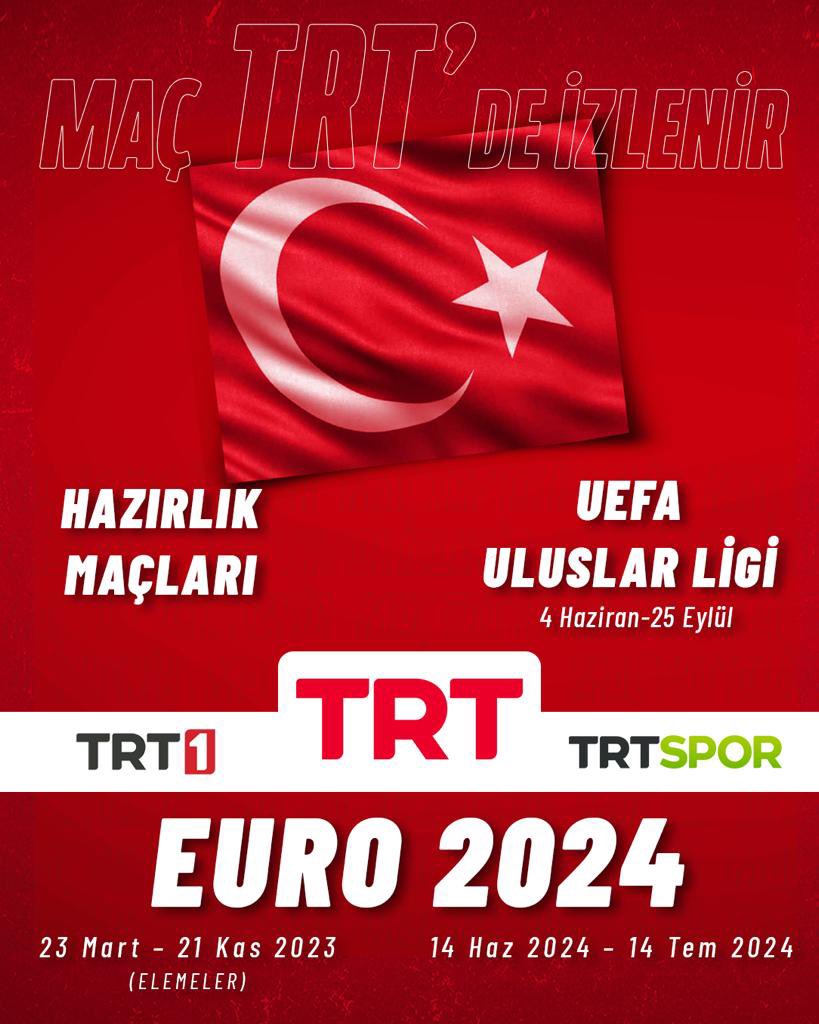 Milli Maç TRT'de İzlenir! 😎♥️

#BizimÇocuklar'ın hazırlık maçları, UEFA Uluslar Ligi ve EURO2024 Eleme karşılaşmaları canlı yayınlarla sizlerle. ⚽️📺
