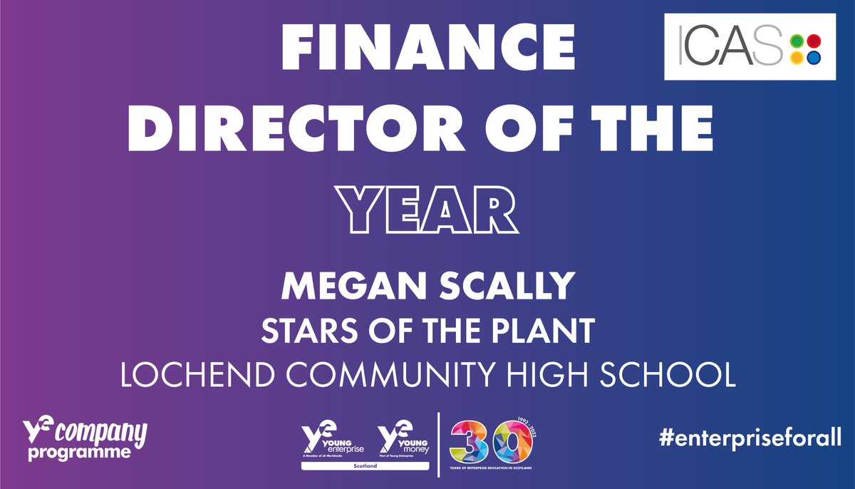 YE_Scotland's tweet image. Our @ICASaccounting Finance Director of the Year is Megan Scally from Stars of the Planet at Lochend Community High School. Congratulations Megan! #FOYE22