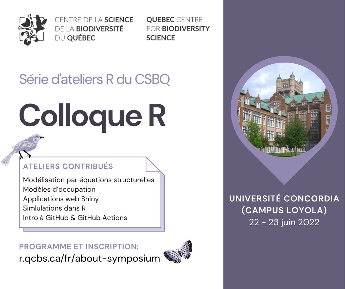 Csbq_qcbs_stu's tweet photo. 📣 Le Colloque R du CSBQ est de retour! Nous sommes ravis de vous accueillir à notre premier événement en personne depuis deux ans 🎉🎉

L'inscription et plus de détails sont disponibles sur notre site web: https://t.co/AmmyDf7OES https://t.co/vW1XOnHwg2