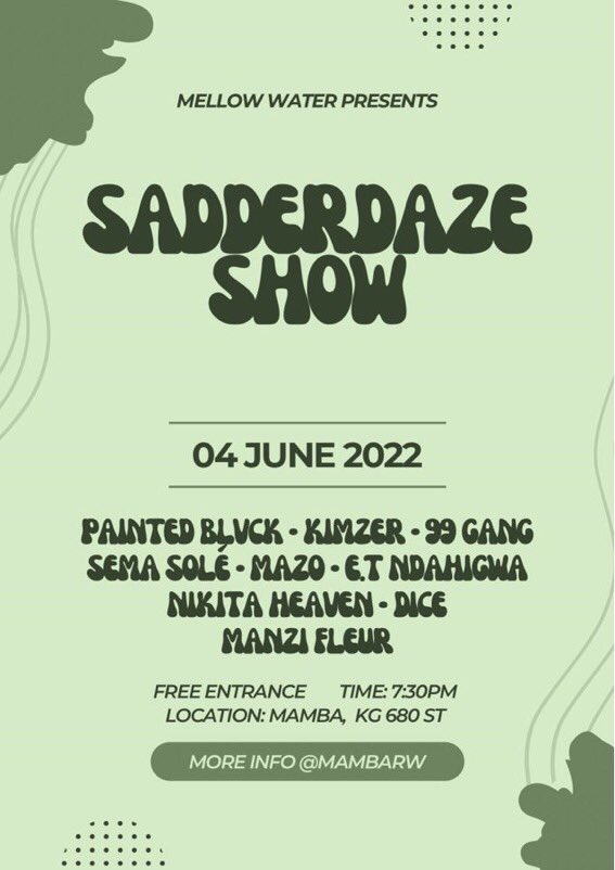 Kigali_HipHop's tweet photo. Saturday plot yooo! Pull up at #Mamba y’all gonna have some with with your guys @manzifleur  @PAINTEDBLVCKK @this_is_kimhere @thisismazo @sema_sole @ndahigwa_ @NikitaHeaven1 @the99gang 
⚠️:  FREE ENTRANCE 
Av: KG 680 St

🚀🚀🚀 https://t.co/yVtSN9Funu