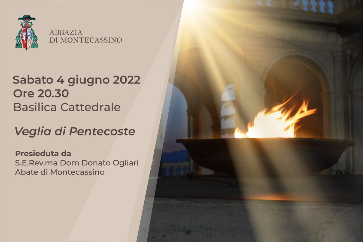 Abbazia di Montecassino/Montecassino Abbey (@m_c_a_b_b_e_y) on Twitter photo Sabato 4 giugno alle 20.30 l'Abate Donato presiederà la Veglia di #Pentecoste nella Basilica Cattedrale di #Montecassino. La Veglia è aperta a tutti quanti desiderino partecipare, vivendo il silenzio dell'Abbazia illuminata dai raggi del sole al tramonto #pace #vitaconsacrata Sabato 4 giugno alle 20.30 l'Abate Donato presiederà la Veglia di #Pentecoste nella Basilica Cattedrale di #Montecassino. La Veglia è aperta a tutti quanti desiderino partecipare, vivendo il silenzio dell'Abbazia illuminata dai raggi del sole al tramonto #pace #vitaconsacrata