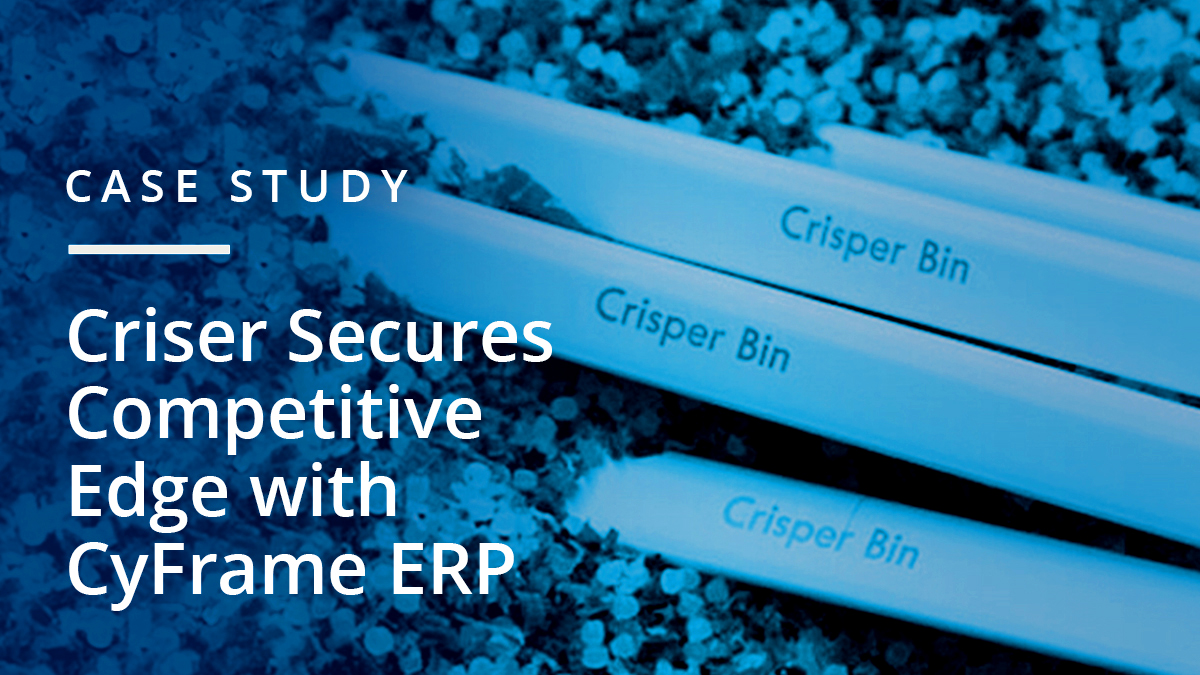CyFrameTeam's tweet image. Get the scoop! cyframe.com/criser-secures…. Discover how a leader in the plastics processing industry, increases its competitiveness by tracking true cost of over 180 SKUs, slashing inventory by 15% and decreasing quality assurance costs by 20% using CyFrame ERP.
#plastics #ERP