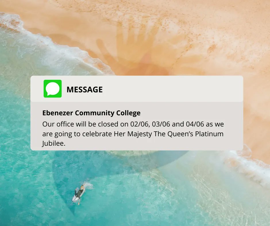 ECCTrainingLdn's tweet photo. Our office will be closed on 02/06, 03/06 and 04/06 as we are going to celebrate Her Majesty The Queen’s Platinum Jubilee. 
#queen #elizabeth #college #ecc #ebenezercommunitycollege https://t.co/QW6yqTJN1Y