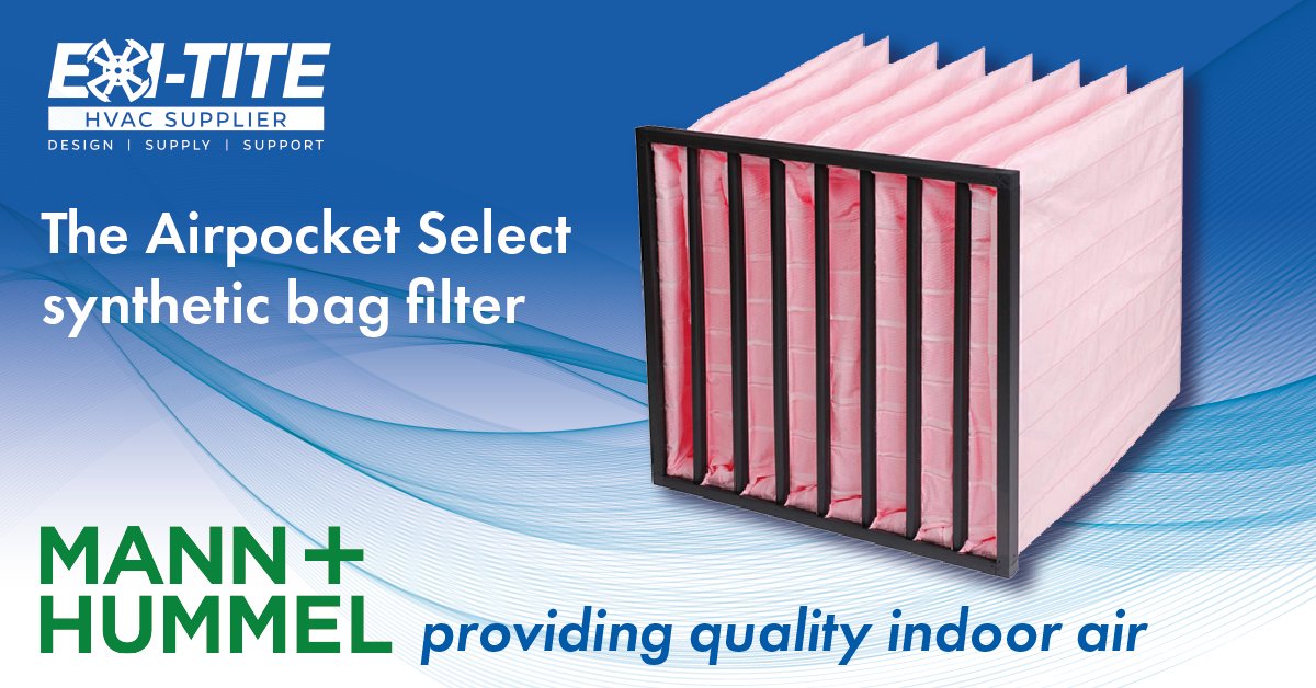 We are impressed with this product from MANN+HUMMEL.
The Airpocket Select Synthetic #BagFilter.

👍  Excellent cost-benefit ratio
👍  Heat resistance up to 70C Max
👍  Moisture resistance 100% rel. humidity
👍  Filter Class options M6 / F7 / F8 / F9 

sales@exi-tite.com
#IAQ