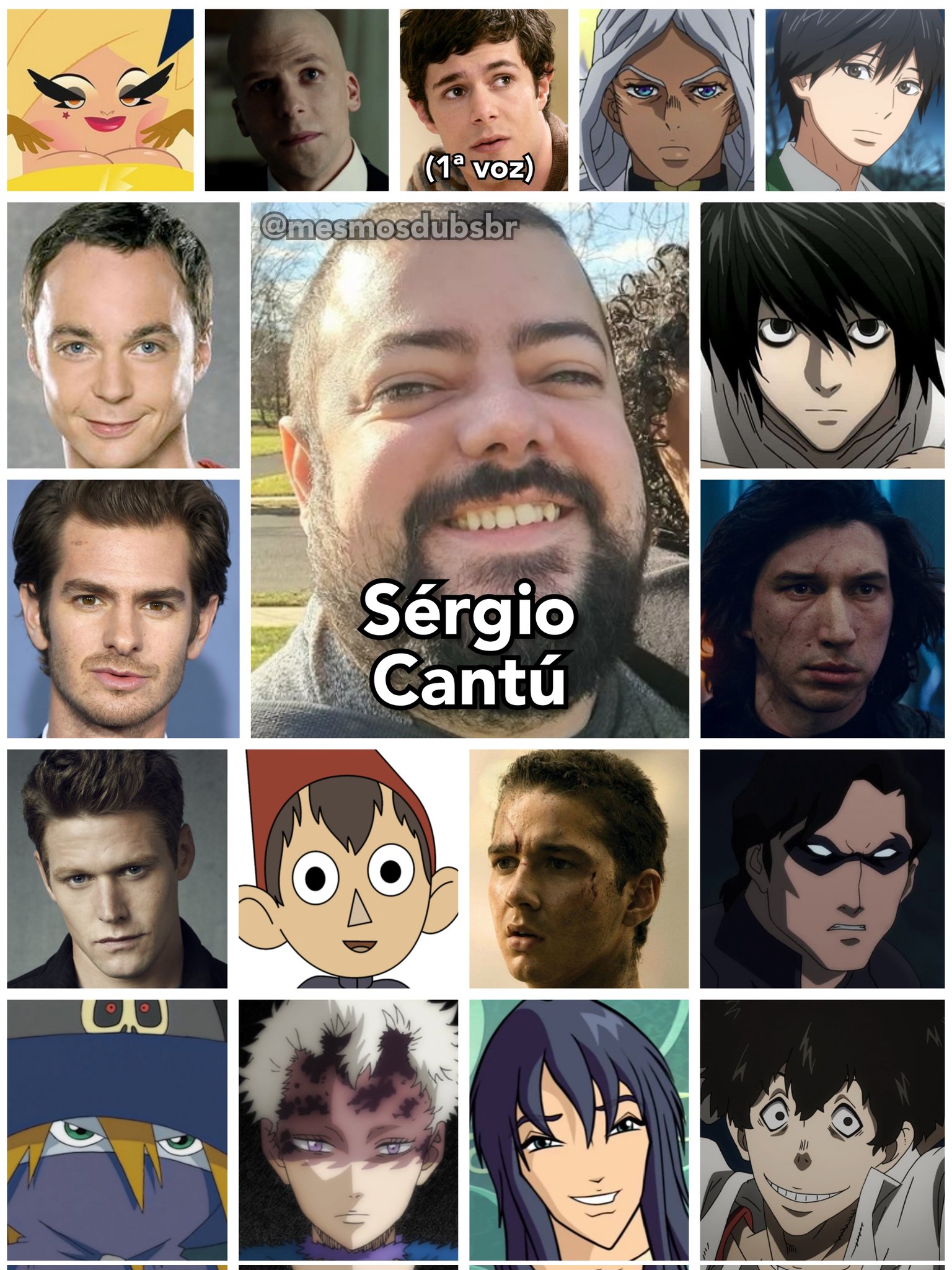 Personagens Com os Mesmos Dubladores! on X: - Sérgio Cantú, diretor de  dublagem e dublador do L em Death Note, Sheldon Cooper em The Big Bang  Theory, Andrew Garfield, e Kylo Ren