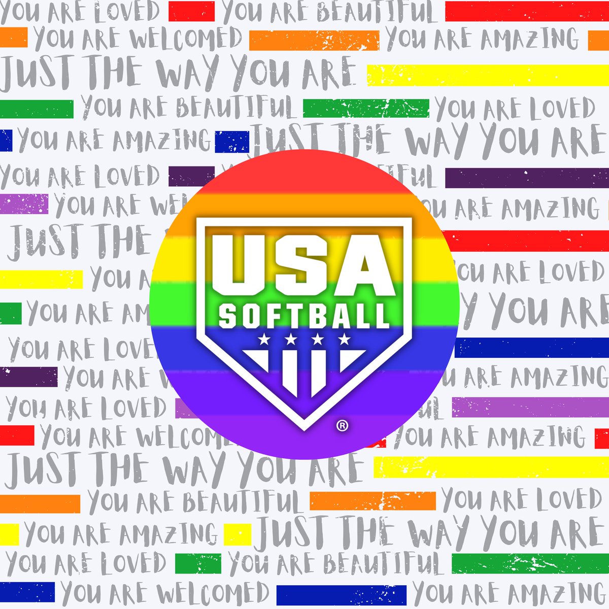 You are loved. You are welcomed. You are beautiful. You are amazing. Just the way you are 🤟

#USASoftball proudly celebrates #PrideMonth! 🏳️‍🌈