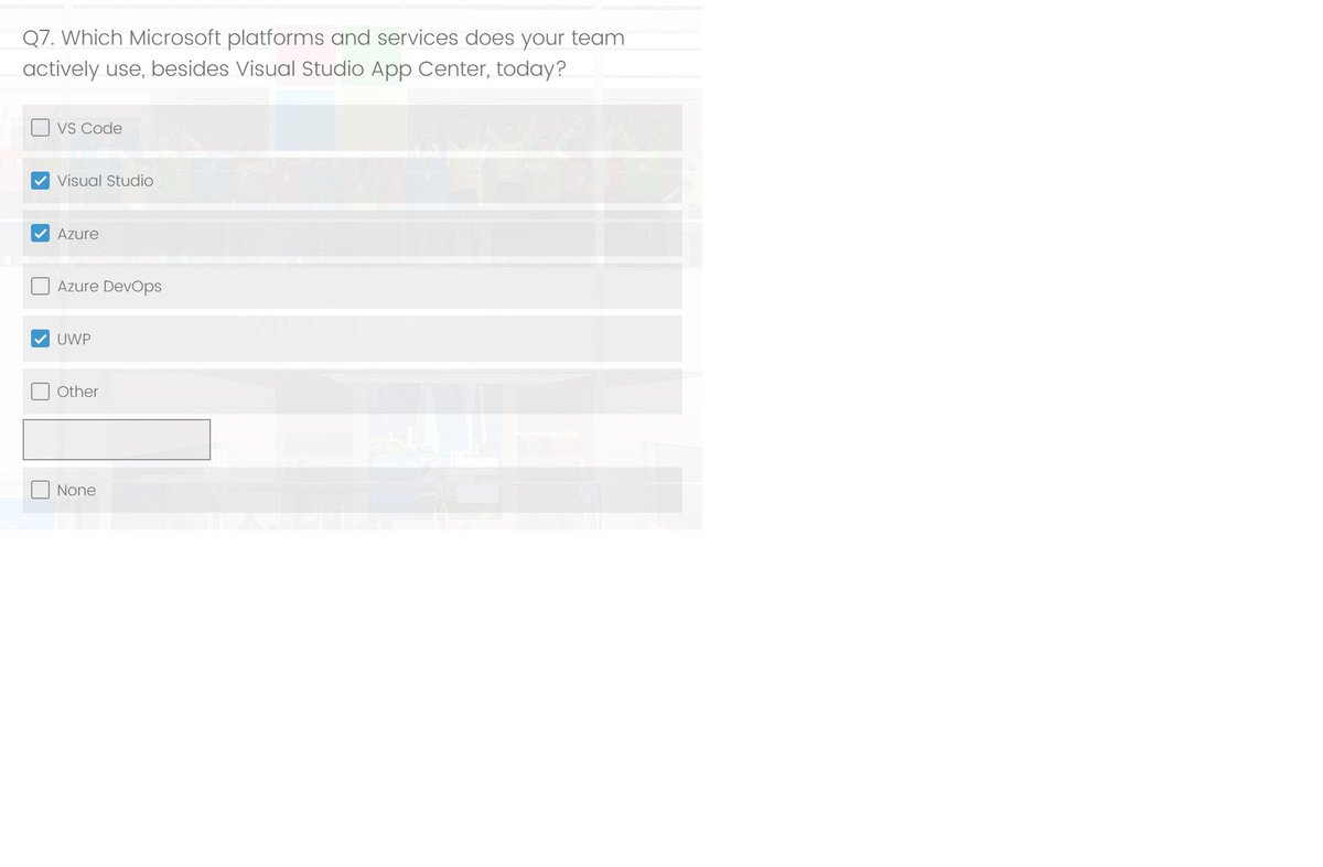 archiecoder's tweet image. Please fill out the survey if you use App Center and especially UWP. It does not give me confidence they added UWP in this list. I just hope they don't plan to remove UWP support.

#uwpdev #appcenter