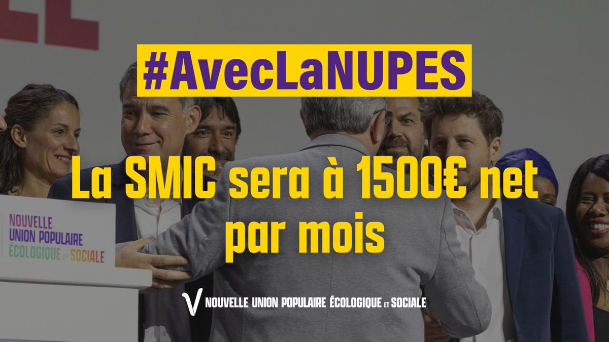 UnionPopFE11's tweet photo. #AvecLaNUPES
Le SMIC sera à 1500€ net par mois!
+15%

#SMIC #pouvoirdachat #MelenchonMatignon #Melenchon1erMinistre #3eTour #Legislatives https://t.co/apcqO9QE4N