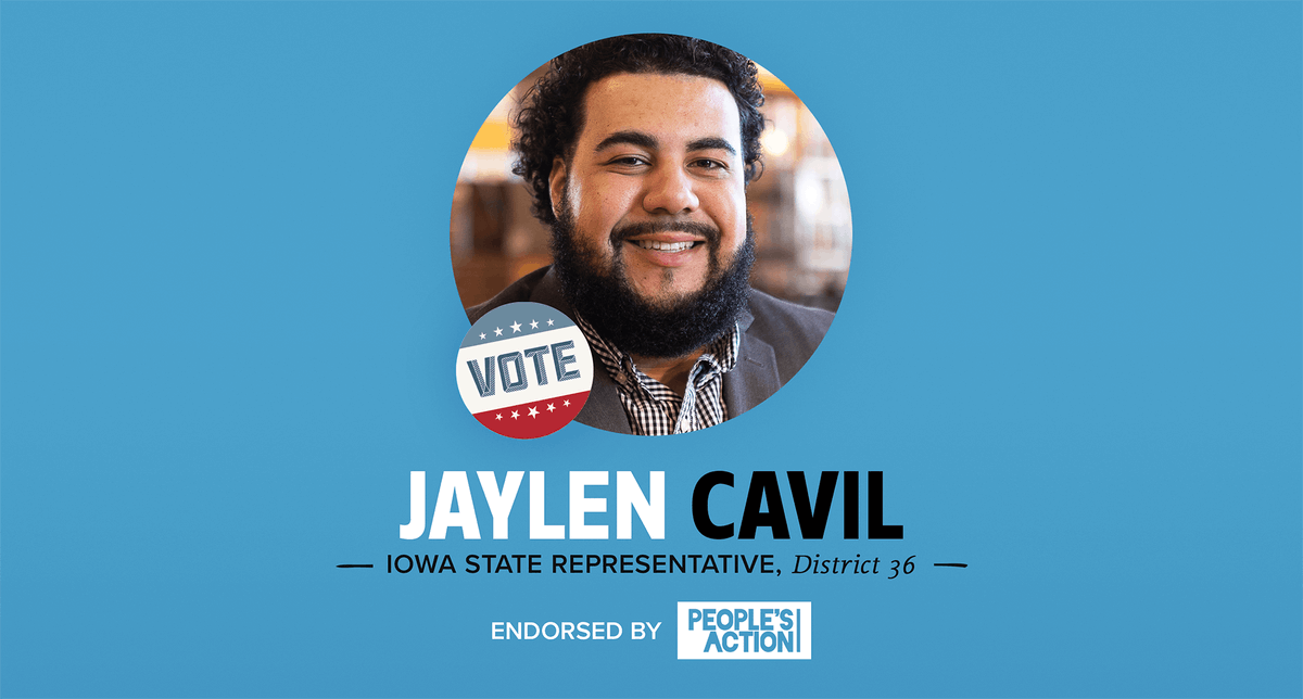 PplsAction's tweet photo. For state representative in District 36, we endorse @jaylencavil! Jaylen is a community organizer with the Des Moines Black Liberation Movement Collective and has fought for voting access and accountability within law enforcement. https://t.co/8Jjfw2Vy8p