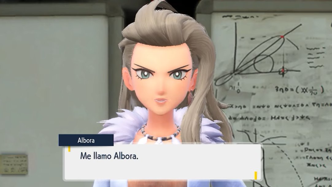 Imagen in-game de Albora, profesora de Pokémon Escarlata