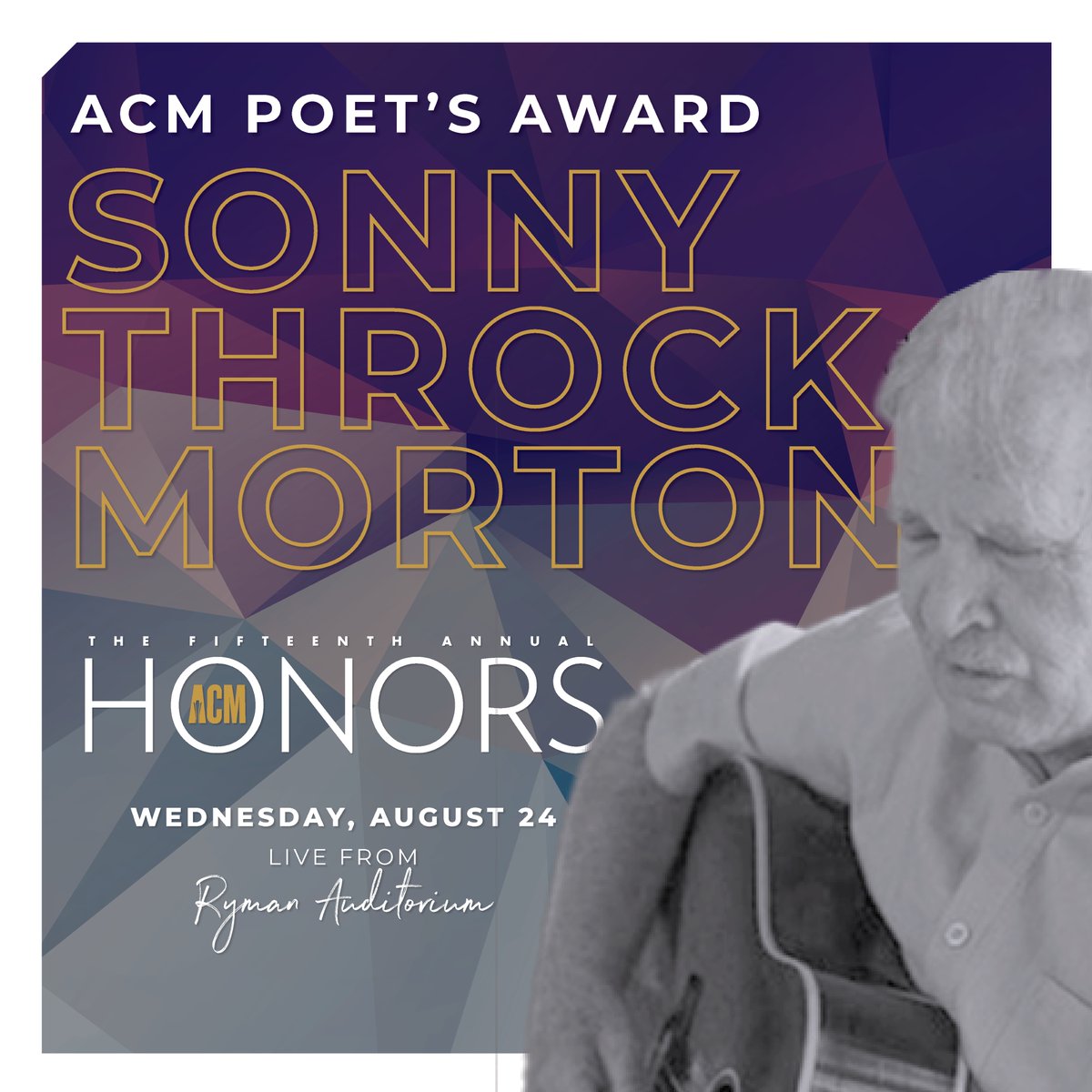 The ACM Poet's Award honoree is a songwriting legend behind iconic songs including <a href="/GeorgeStrait/">George Strait</a>'s "Cowboy Rides Away" &amp; @JuddsOfficial's "Why Not Me" who once had 150 songs cut within a 9-month span.  Congrats Sonny Throckmorton on a phenomenal Country Music legacy 🎶 #ACMhonors