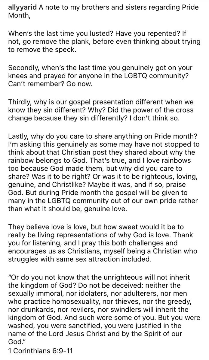 allyragsdale's tweet photo. A note to believers regarding Pride Month. https://t.co/aVXzGRms5r