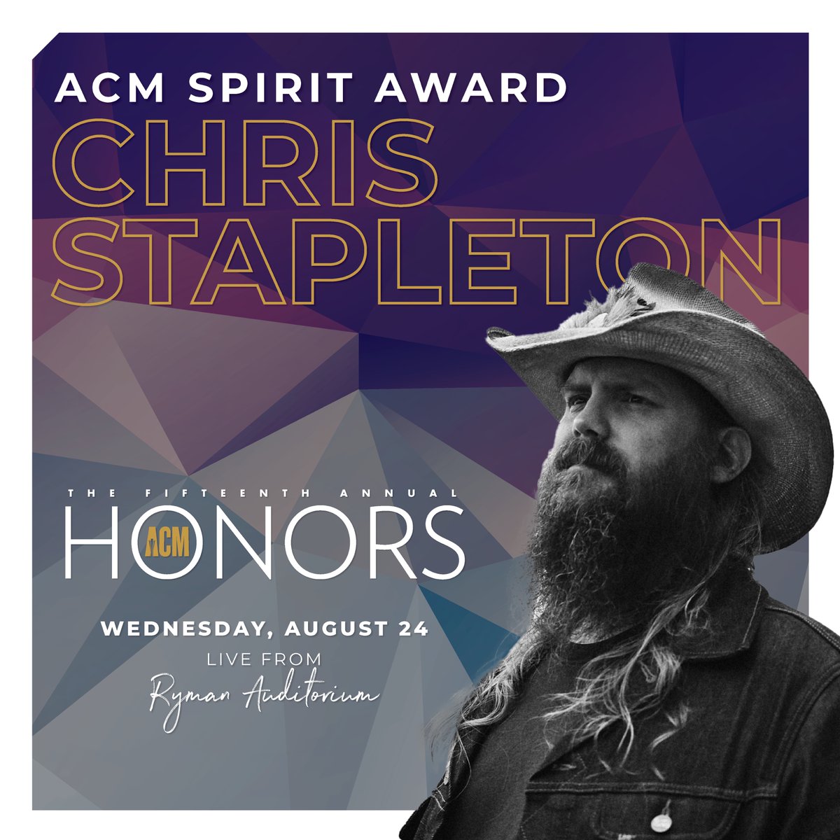 Our ACM Spirit Award honoree's commanding presence and refreshing authenticity has made him one of the most respected and beloved musicians of Country Music today. Congratulations <a href="/ChrisStapleton/">Chris Stapleton</a> on a monumental career lauded across every major music awards stage 🤩 #ACMhonors