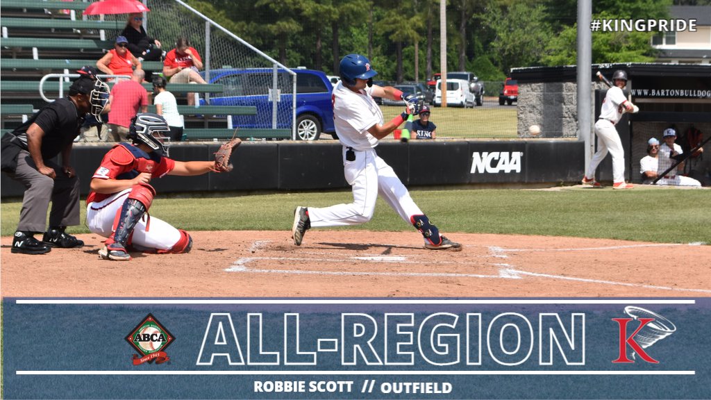 KingAthletics's tweet photo. Congrats to Robbie Scott of @KingUBaseball being selected second team All-Southeast Region by the ABCA. He is the third player in program history to earn All-Southeast Region recognition from the ABCA. #KingPride https://t.co/eRPlSrBx8n