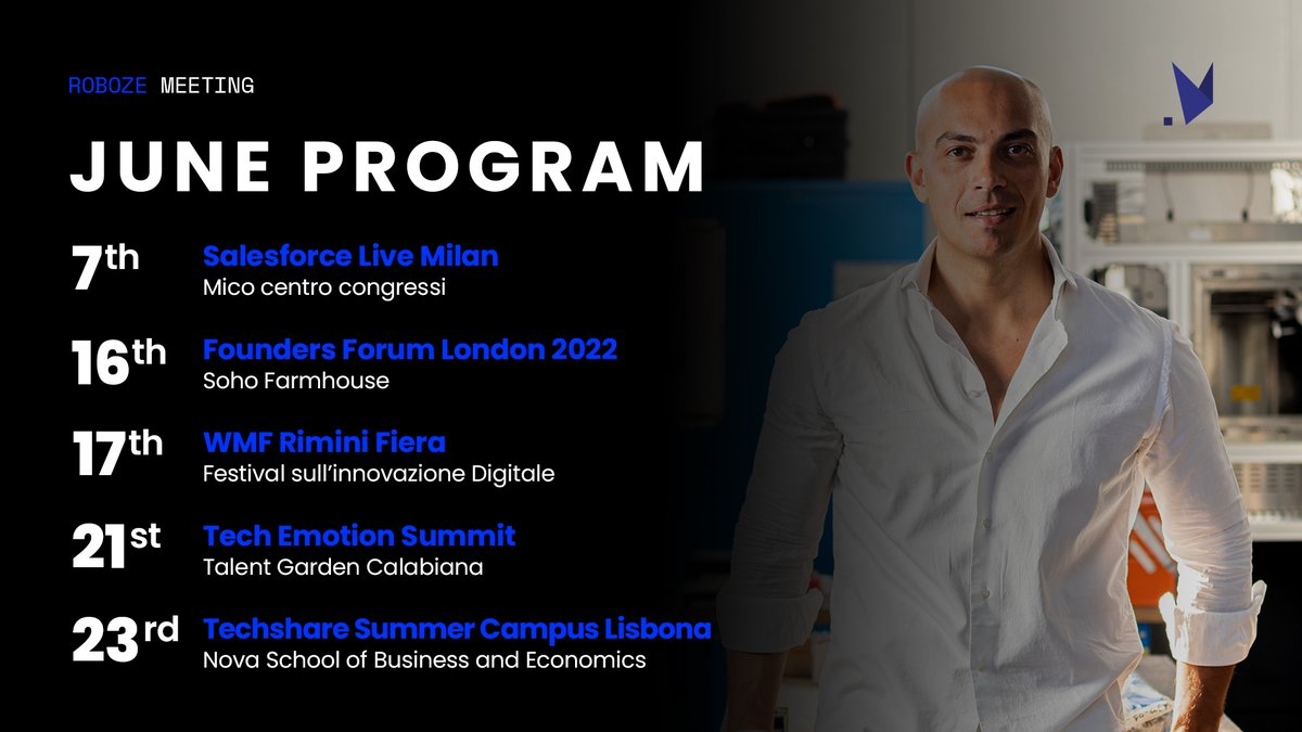 June. Here we are! Get in touch to meet in person and discover how to re-shore parts manufacturing, saving time and costs, producing on demand in a sustainable way. <a href="/Roboze3D/">Roboze</a>  #technology #Sustainability