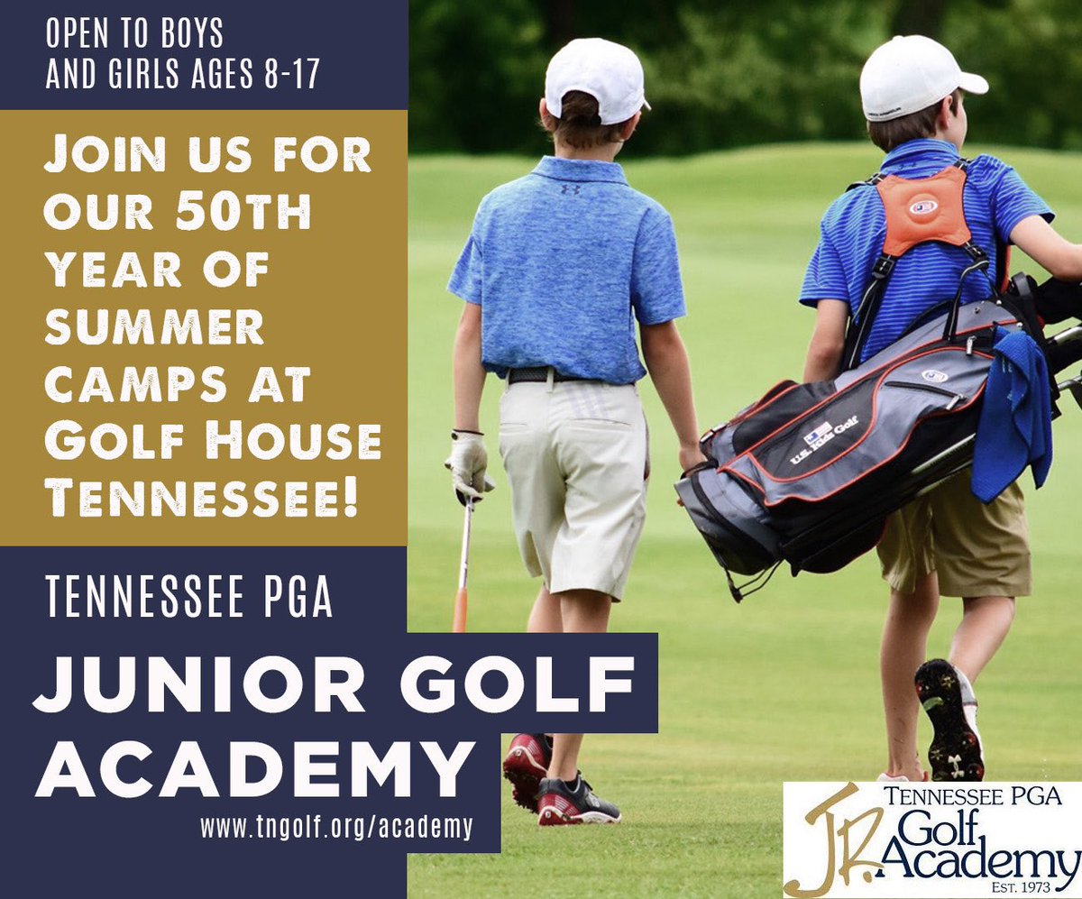 There are still a couple of open spots available in the upcoming 8-11 year old TPGA Junior Golf Academy day camps at Golf House Tennessee!

A camp is Monday-Thursday from 9 a.m. till noon. and they run almost weekly this summer. For more information 👉🏽 tngolf.org/learning-cente…