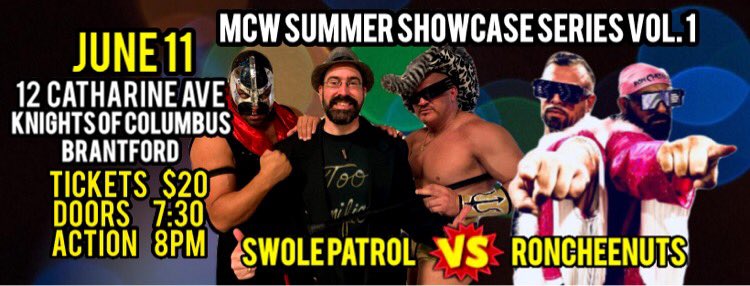 MCWBrantford's tweet photo. ICYMI - Card so far for our Summer Series Volume 1!!!
Tickets are available from the venue at 12 Catharine Ave in #Brantford or at the link below!!! RT!!!! #ProWrestling #WWE #AEW #OntarioIndyWrestling #BuyInAndMarkOut
https://t.co/5ha7rbFBgI https://t.co/eiJtuWqYol