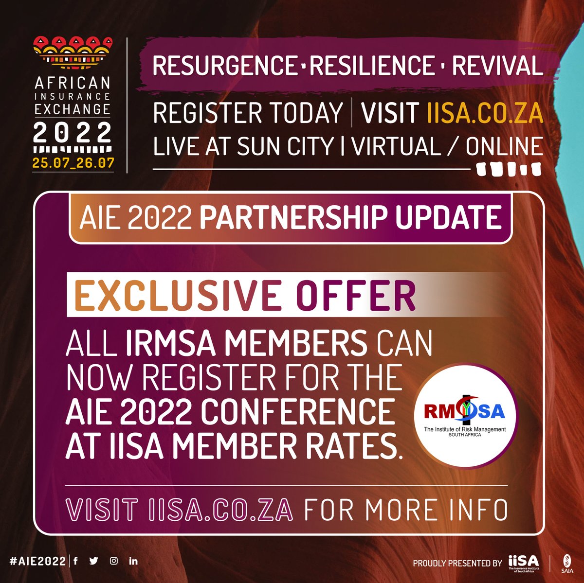 IRMSAInsight's tweet photo. IRMSA Members are invited to attend the @IISA_ins African Insurance Exchange Conference #AIE2022 at IISA member rates.

MORE INFO AND BOOKINGS: https://t.co/aTVygyGznL

#Insurance #AfricanInsuranceExchange #Resurgence #Resilience #Revival @cnandco https://t.co/Sn31QASHhp