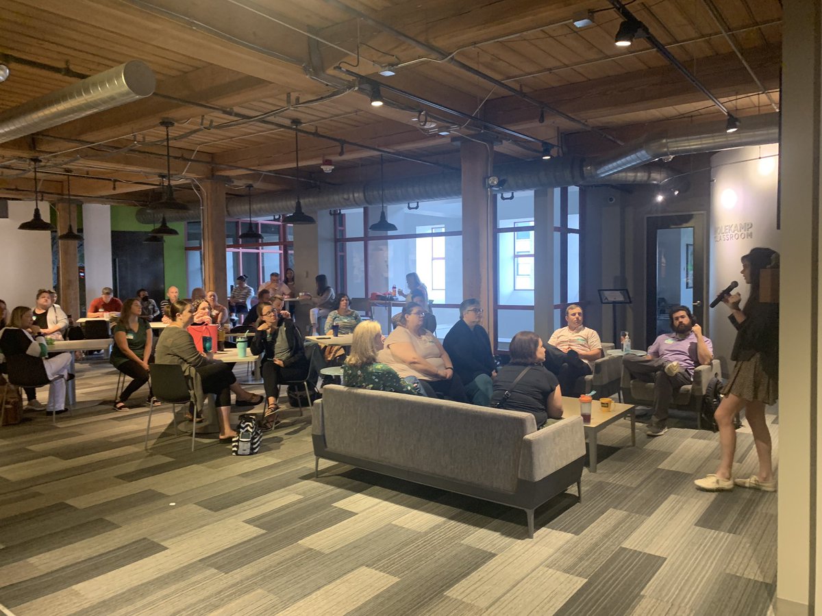 JohnDeWalle's tweet photo. Great kickoff of Day 2! Thank you to @DowntownTREX for hosting the GIS learning for our @AfftonSchools &amp; @MehlvilleSD educators. Very cool checking out Moonshot Labs and @GeosaurusTREX #msdr9 https://t.co/dKz7Uyu9jq