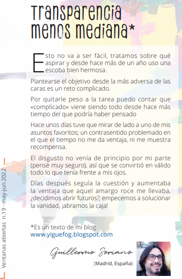 Yiguermo's tweet photo. Aquí está mi participación en #ventanasabiertas magazine: "Abriendo futuros" nº mayo/junio
#1Junio #Junio2022 #prosa #letras #microcuento #microrrelato #microtexto #PoeticaVagabunda #365Microcuentos
#CajonRelatos
#LYF15
#LetrasRimadas
#LetrasyLatidos #textos #BohemiaLiteraria https://t.co/SAJKVAx3dt