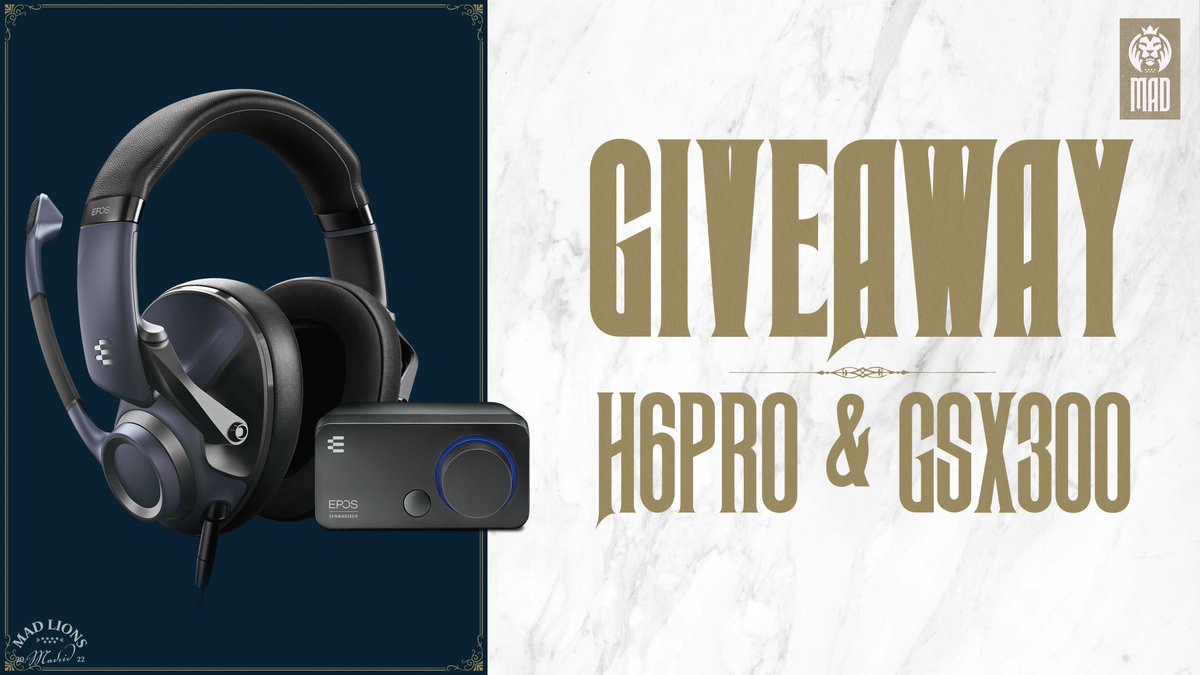 We want you to have the chance to try the ultimate combo in gaming audio systems.

We are giving away the H6PRO headset pack together with the GSX300!!

To participate: 

🔁 RT
🤝 Follow @eposaudiogaming and @MADLions_EN

You have until June 7th!!

#goMAD #EPOSgaming