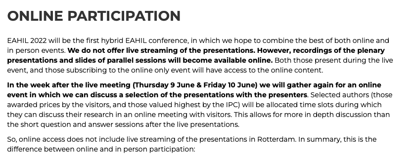 giustini's tweet photo. #EAHIL22 conference "online participation" 1-week post-hoc discussion. An example of the innovation, and a sound learning approach. https://t.co/61Sch2398E https://t.co/xSLDQUGoGL