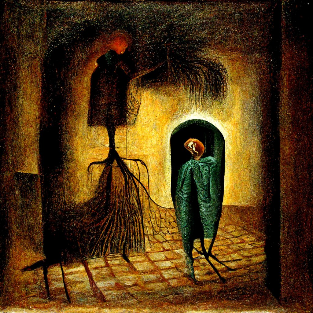 yebutonu's tweet photo. Some last #midjourney experiments, in homage to #remediosvaro. Also, what's with the composition skills of this #AIart approach! https://t.co/c4z8tXbAEA