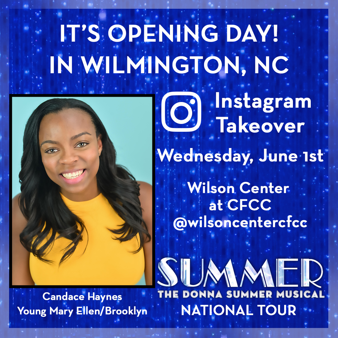 Follow Candace Haynes @wilsoncentercfcc as she take you BTS today as the cast travels to Wilmington, NC for two performances at The Wilson Center. @summerontour #donnasummermusical @wilsoncentercfcc