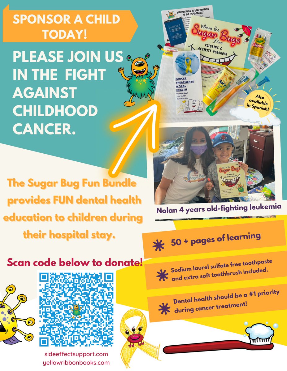 Support_Jill's tweet photo. Your sponsorship provides equal opportunity for all children in treatment to receive a Sugar Bug Fun Bundle at Children's Hospital of Wisconsin Oncology.  Individuals and businesses are invited to participate.
https://t.co/yXCgOOcIHn...
#sideeffectsupport #childhoodcancer https://t.co/7GkEt4O4ui