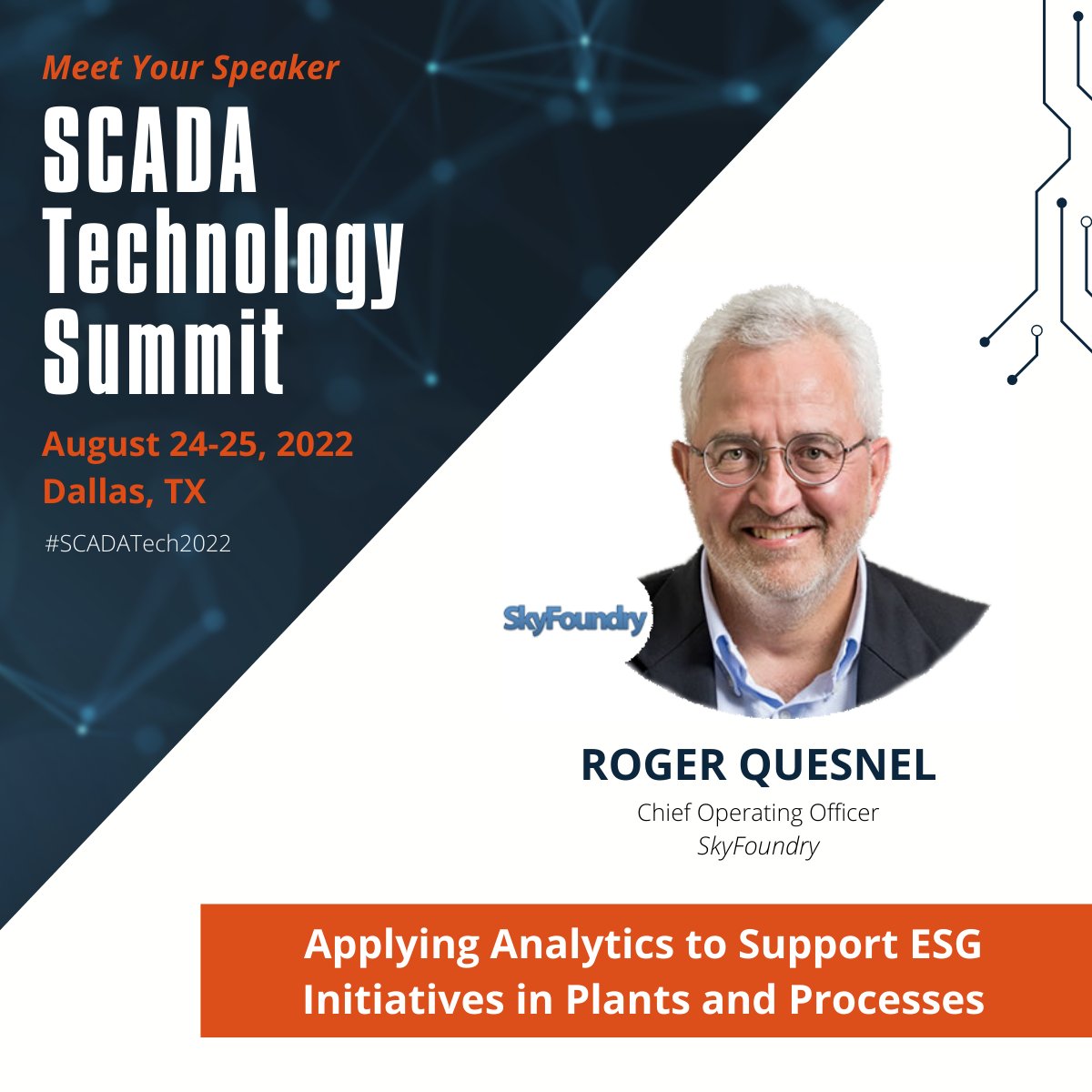 SCADATechSummit's tweet image. New speaker added to the SCADA Technology Summit program in Dallas, Texas: Roger Quesnel, Chief Operating Officer of SkyFoundry!

Register today to attend this session: scadatechsummit.com/register

#SCADA #SCADATech2022 #technology #analytics #esg #esgreporting #greenhousegas