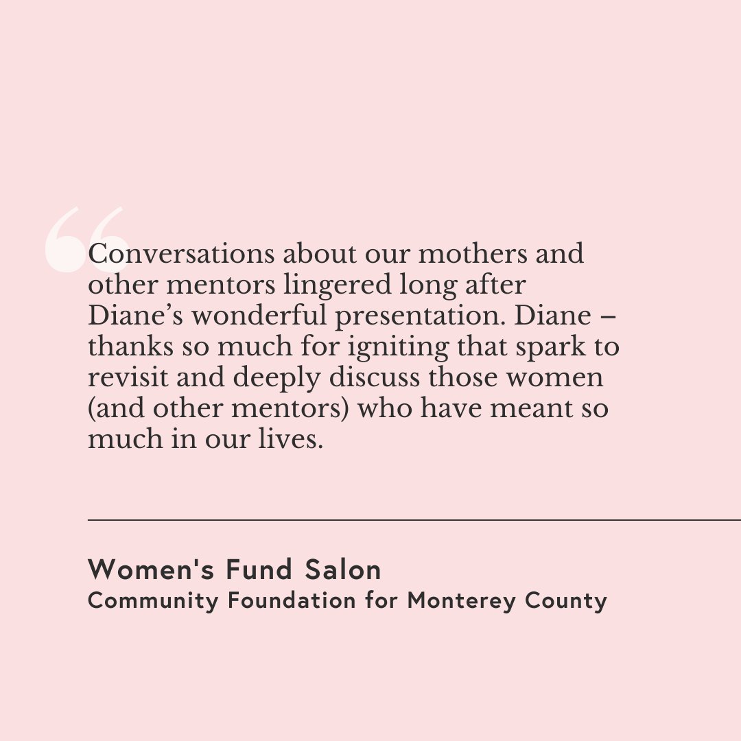 modaunfiltered's tweet photo. What an honor to speak at the Women’s Fund of the Community Foundation for Monterey County Evening Salon recently. Thank you so much for having me. @cfmco https://t.co/I3uXWK147S