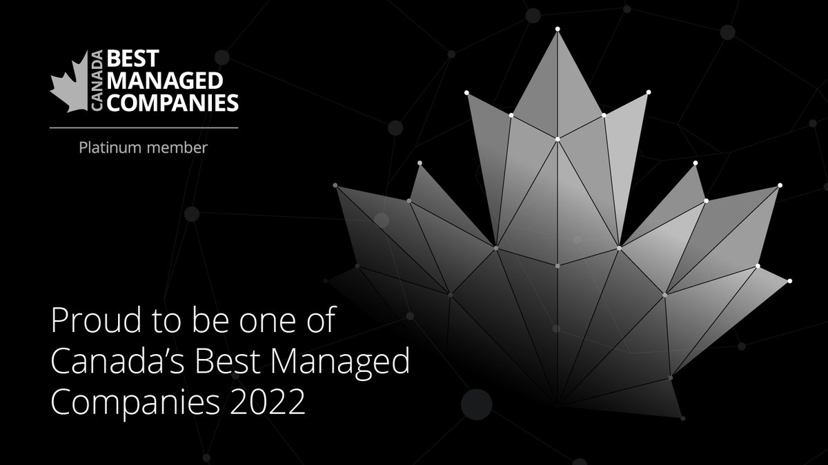 We are proud to be named one of Canada's Best Managed Companies Platinum Members for 2022! The unprecedented challenges over the past 2 years meant best management practices were more important than ever. Thank you to our incredible team!