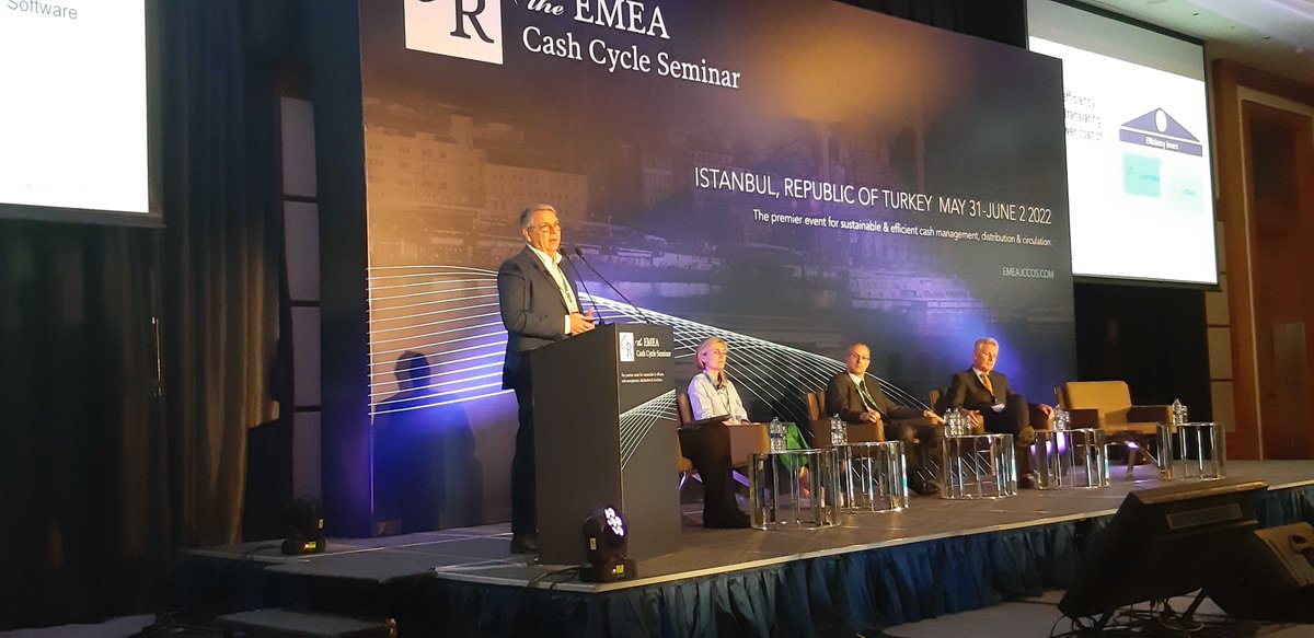 CurrencyResearc's tweet photo. In the final session of day 1 at the #EMEACCS2022 Raiffeisen Bank International updated attendees on a ‘The Tellerless Journey’, Arute Solutions introduced their new #cash logistics solution, and Giesecke+Devrient described how automation could reduce the cost of cash. #iccos https://t.co/40MGGUnhbn