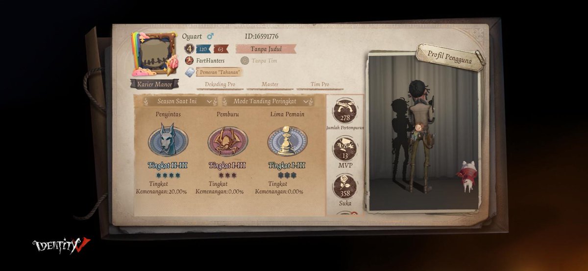 otnielyoab's tweet photo. Saya sedang bermain Identity V. Mau main game? https://t.co/PZvUB90gkO