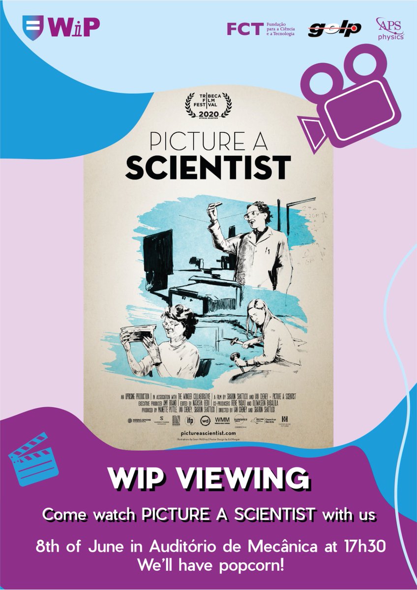 IstWip's tweet photo. The Women in Physics Student Club invites you to watch the film “Picture A Scientist” 🎬 with us and to participate in a discussion about the film afterward, at @istecnico. 

Don't miss it, there will be popcorn!😍🍿
🔗more info and film's trailer: https://t.co/gTFKNp0Beu https://t.co/Phiqjau014