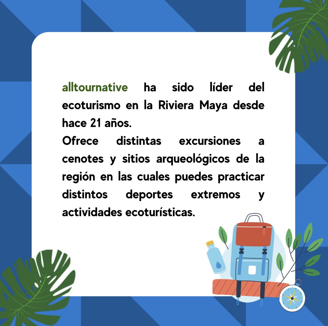 IRPLaSalle's tweet photo. Conoce las maravillas de la Riviera maya aventurándote con @AlltournativeMX . El mejor lugar para hacer ecoturismo pasándola en grande con tus familiares y amigos.
#MassivEvents #Alltournative https://t.co/91Ei0VhYYx