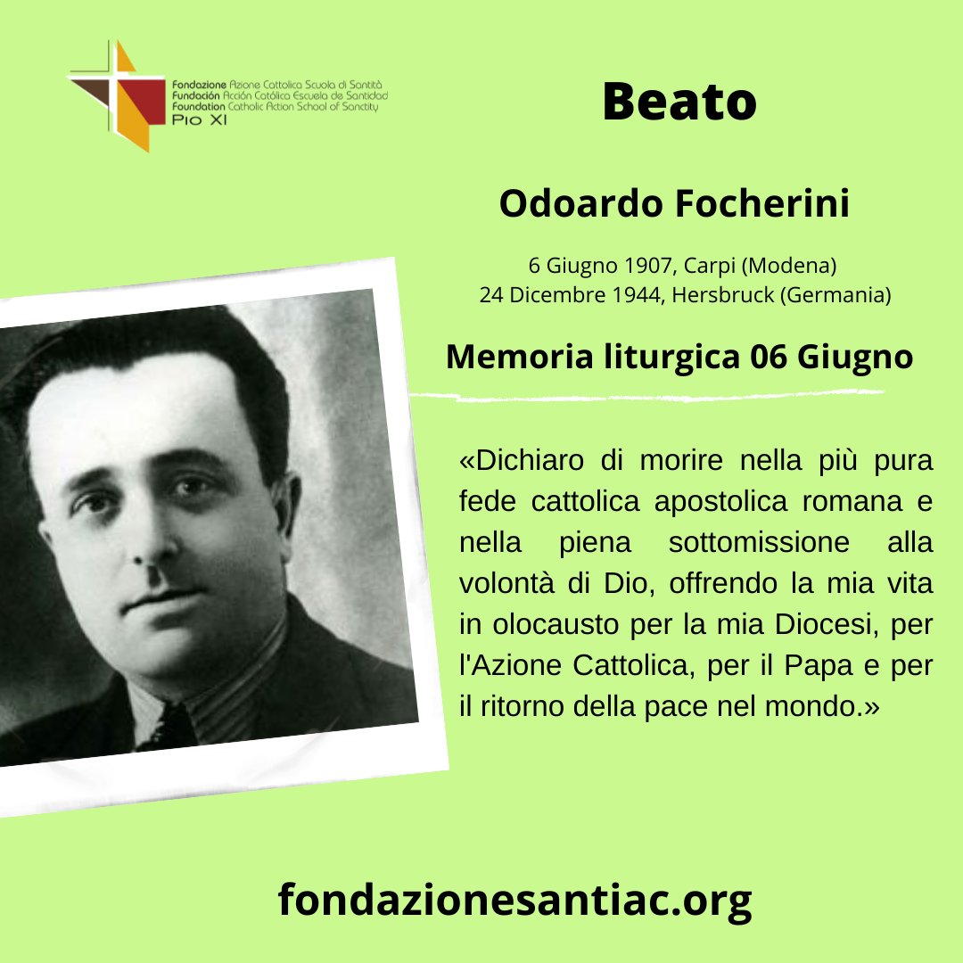 #06giugno #MemoriaLiturgica #Beato #OdoardoFocherini #Martire #GiustotraleNazioni #ACscuoladisantita #TestimoniAC